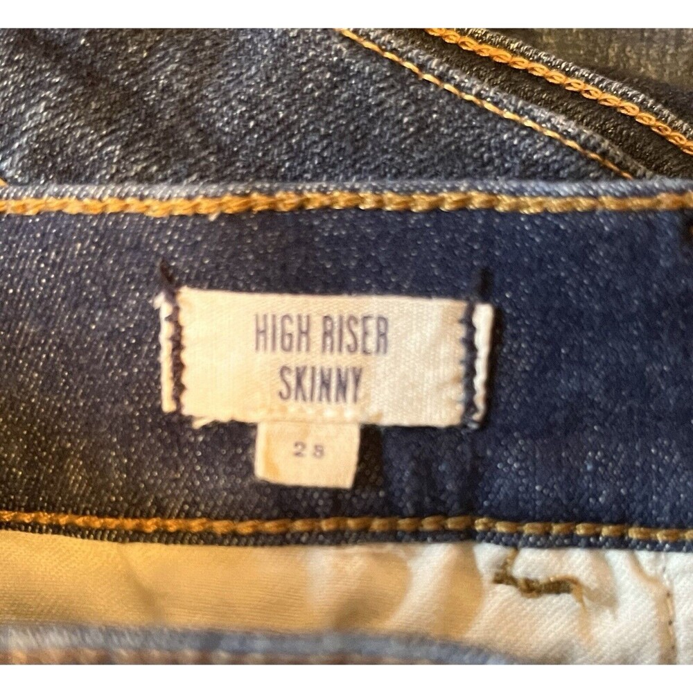 Madewell High Riser Skinny Raw Hem Stretch Denim Jeans Womens 6/28 Blue Classic - Picture 6 of 7